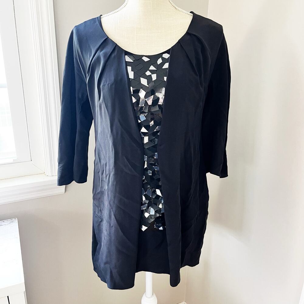 Vera Wang Black Silk Mirror Top